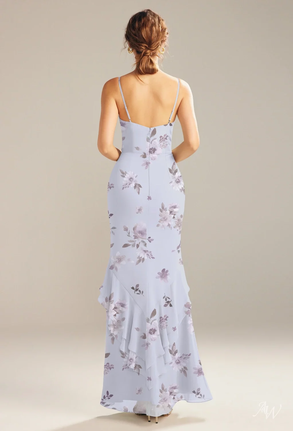 floral purple bridesmaid dress Elegant Lavender Straps Long Bridesmaid Dress with Slit – FancyVestido main image 0