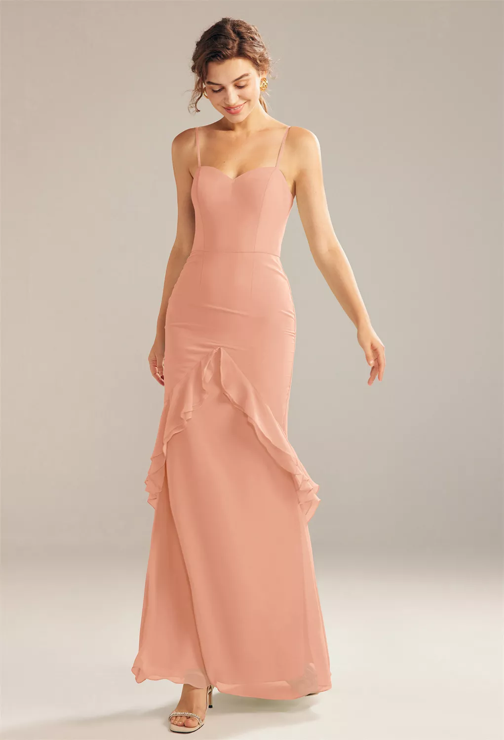 blue dress for baby girl Duntery Bridesmaid Dress Square Neck A-Line Acetate Satin Dresses with Slit, Dusk main image 0