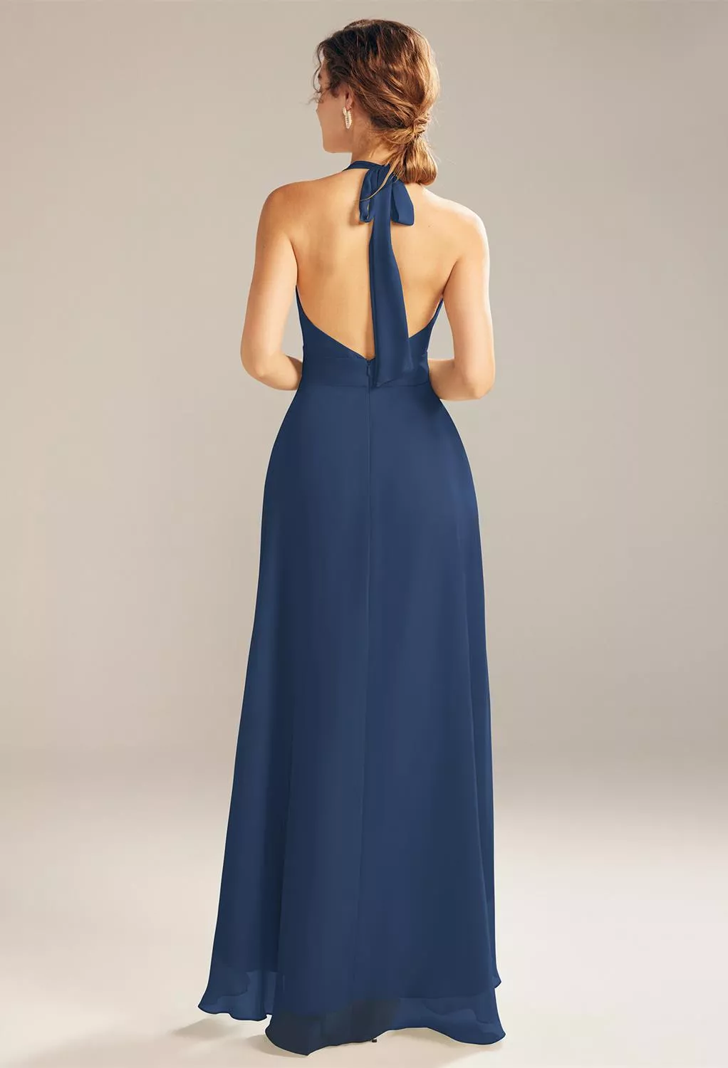 navy blue beach wedding guest dress Wedtrend Women Dark Blue Long Bridesmaid Dress A-Line Square Neck Corset  Lace Up Back Chiffon Wedding Guest Dress  WEDTREND