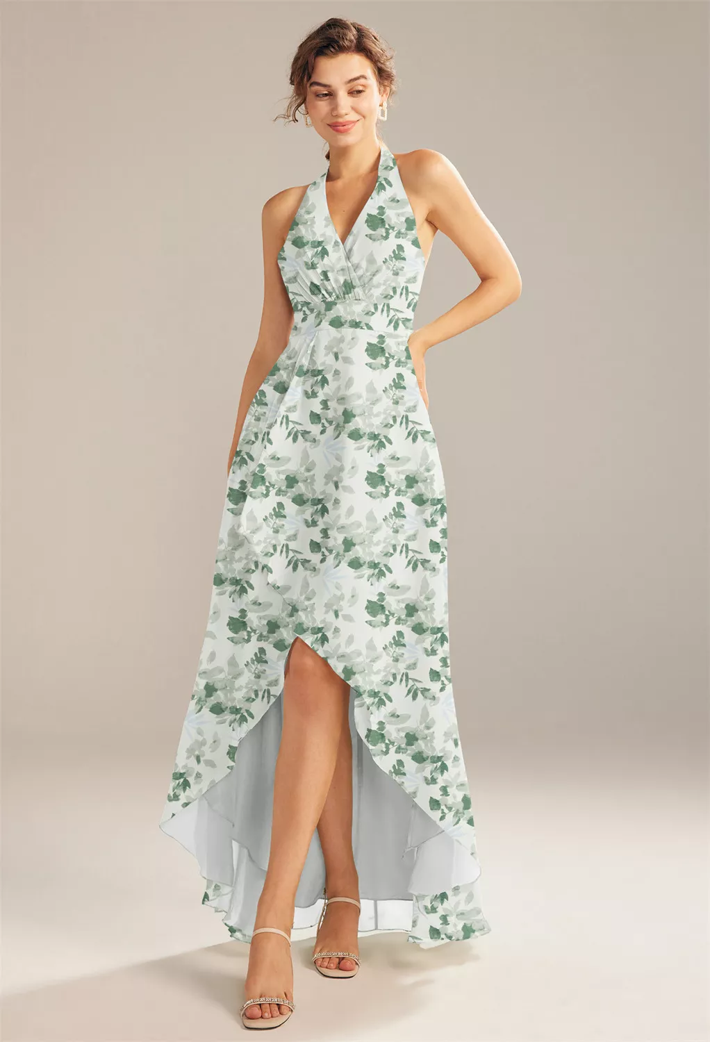 tea green color dress Vale Charmeuse Solid Maxi Dress Yellow / L