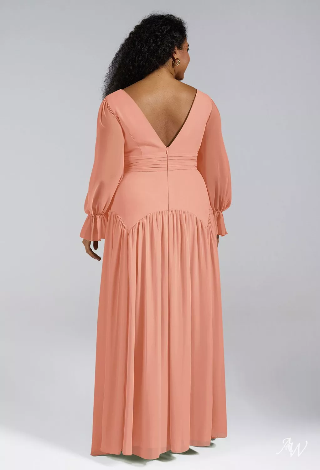 peach long sleeve bridesmaid dresses AW Alma Pink Designed with comfort in creative Custom orders. Corset star Size:USA 8 (M)/40 in.(102 cm)Garment Chest
