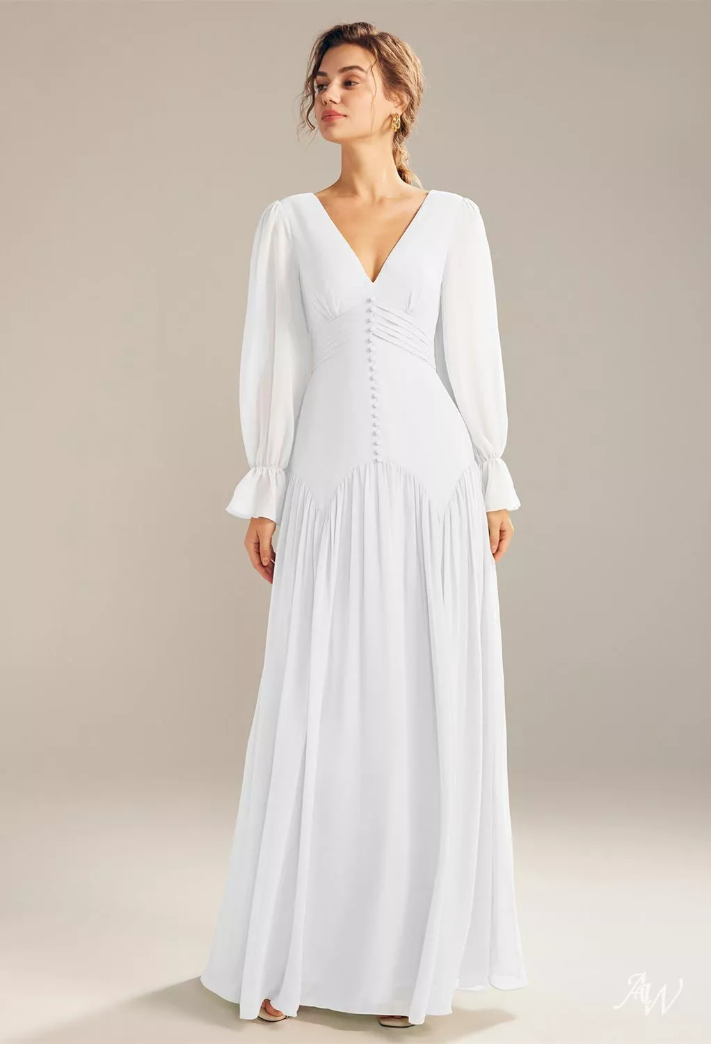 fitted lace wedding dress Long Sleeve Ivory Tulle See Through Backless Wedding Dresses WD302 US16 / Custom Color main image 0