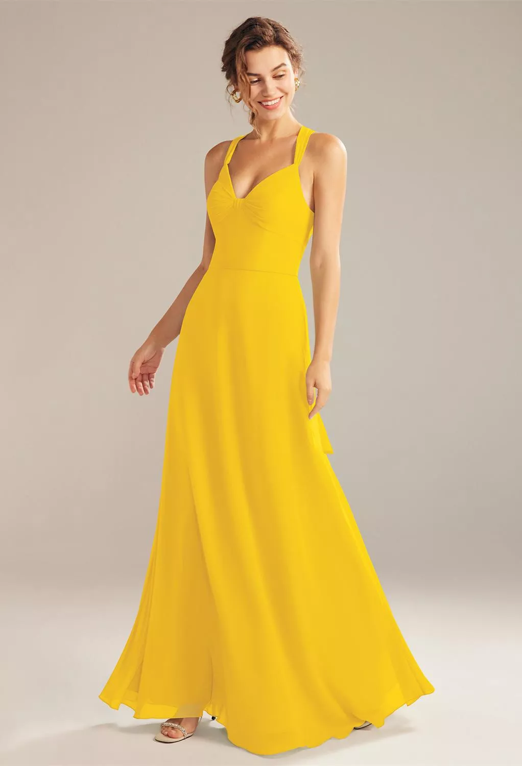 blue dress for baby girl Country Style Summer Short Yellow Strapless Chiffon Bridesmaid Dresses with  Cowboy Boots main image 0