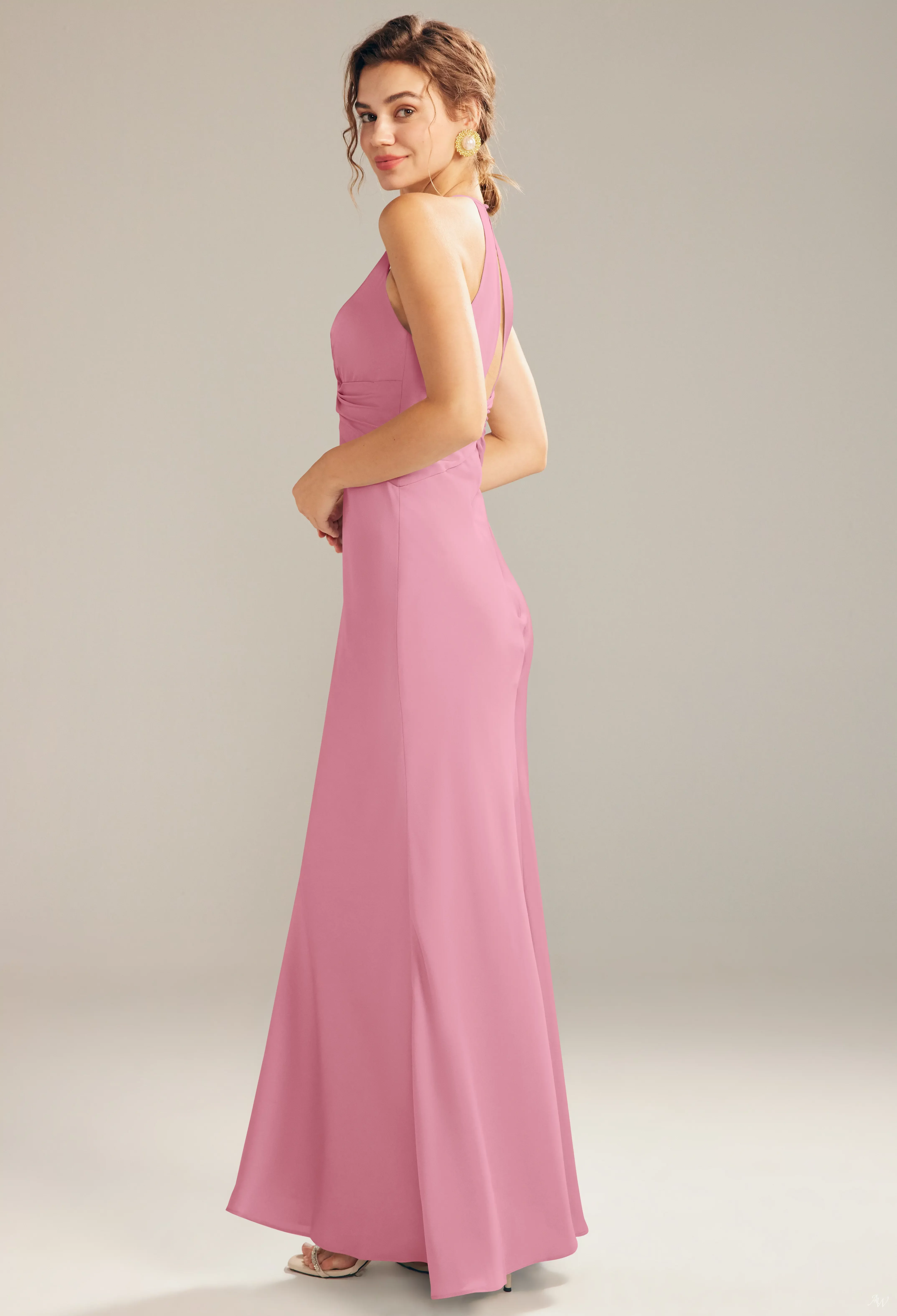 coral floor length bridesmaid dresses Simple A Line Coral Chiffon Long Bridesmaid Dresses, Bridal Party Dress,  MBD322