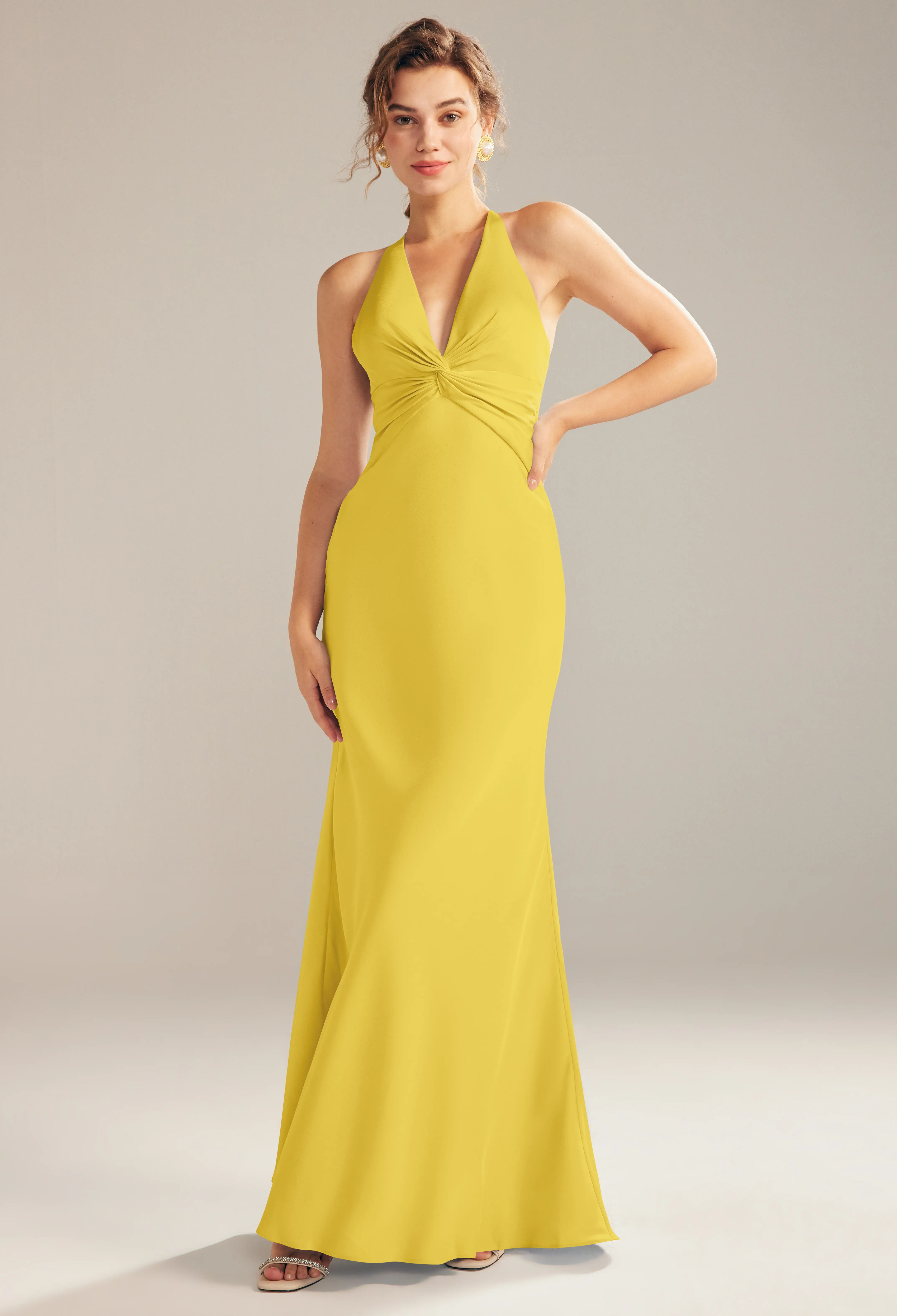 daffodil color bridesmaid dresses Floral line Fabric