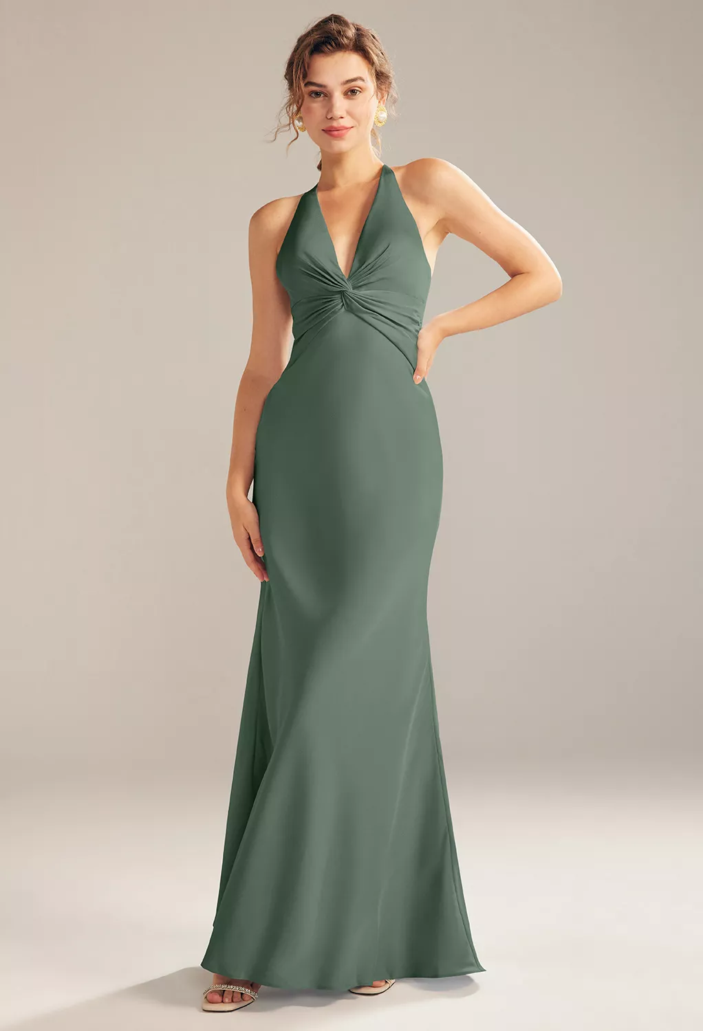 mint grey dress Bridesmaid Matte Satin Size XS Jackets main image 0