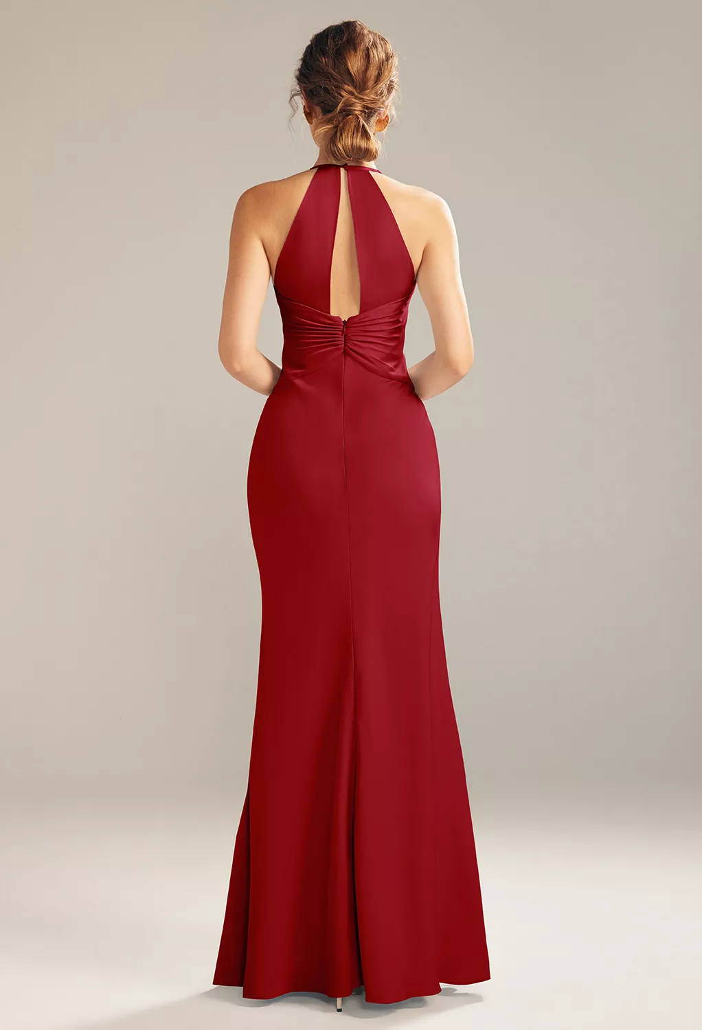 open lace back dress Calvin Klein Red Side Ruched Dress- Size 12 – The Saved Collection main image 0