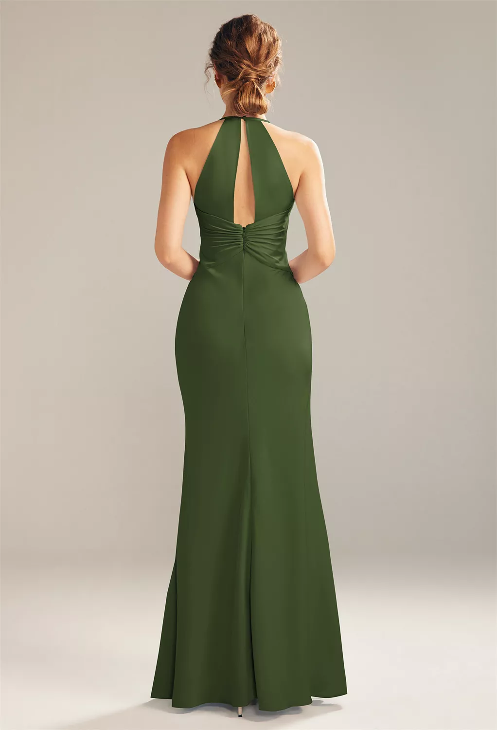open lace back dress Olive green chiffon slip long dress, bridesmaid dress, wedding guest dress,  evening dress, long straps dress, bridal party attire, long dress – ENME.ME