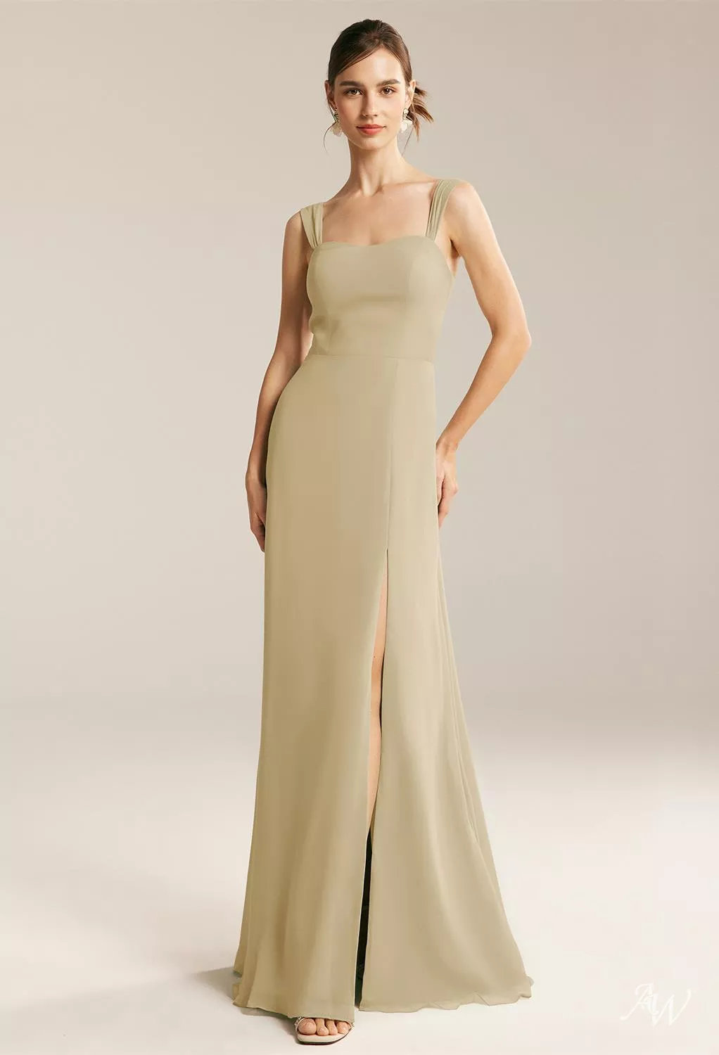 AW.Bridal A-line Sweetheart Neckline Floor Length Sleeveless Long Bridesmaid Dresses Dress Champagne Size 16