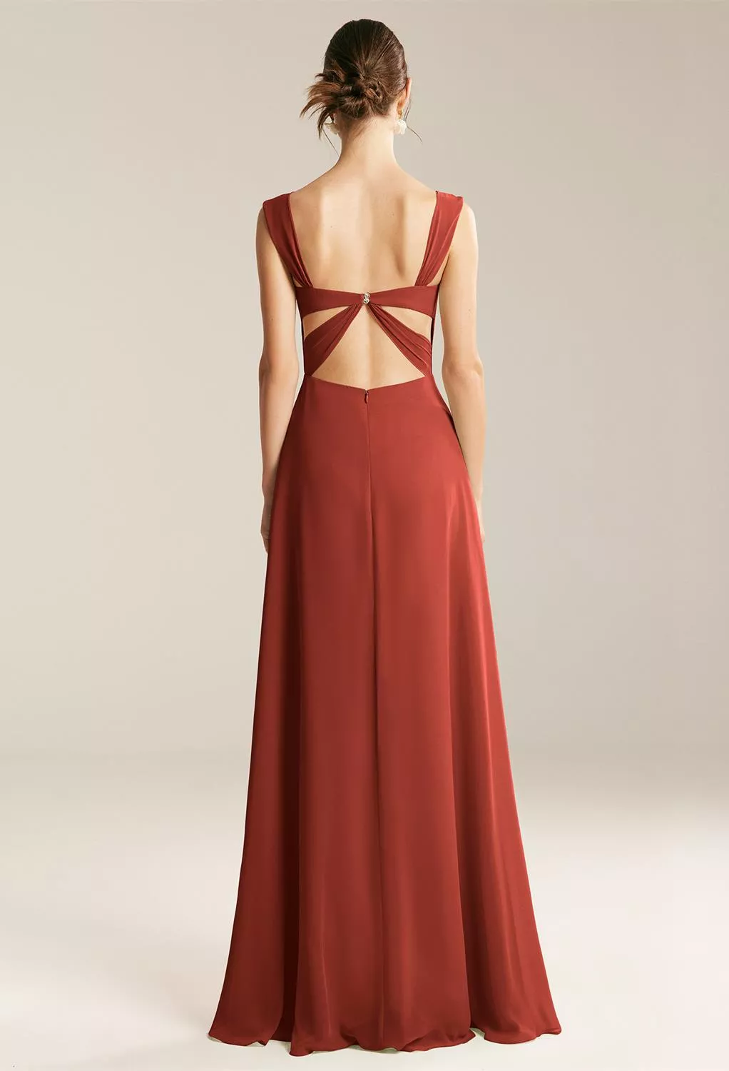 stretch velvet bridesmaid dresses Ellis Trendy Short Sleeves Slit Long Velvet Bridesmaid Dresses, Fuchsia main image 1