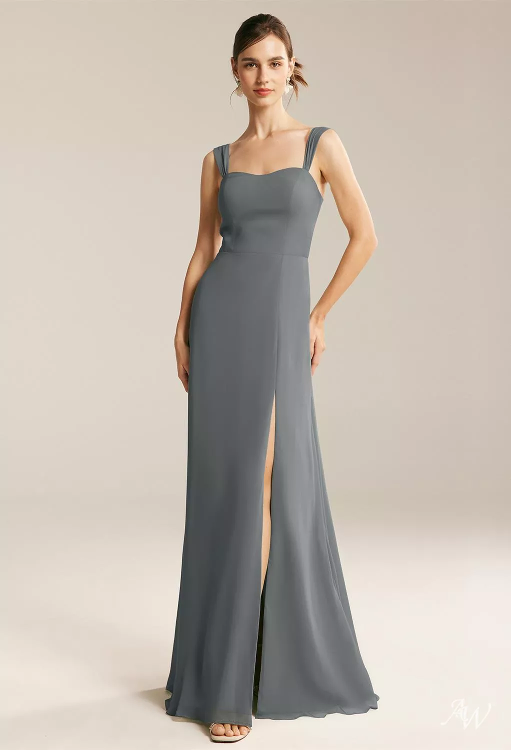 AW.Bridal A-Line Sweetheart Neckline Floor Length Sleeveless Long Bridesmaid Dresses Dress Steel Gray Size 18