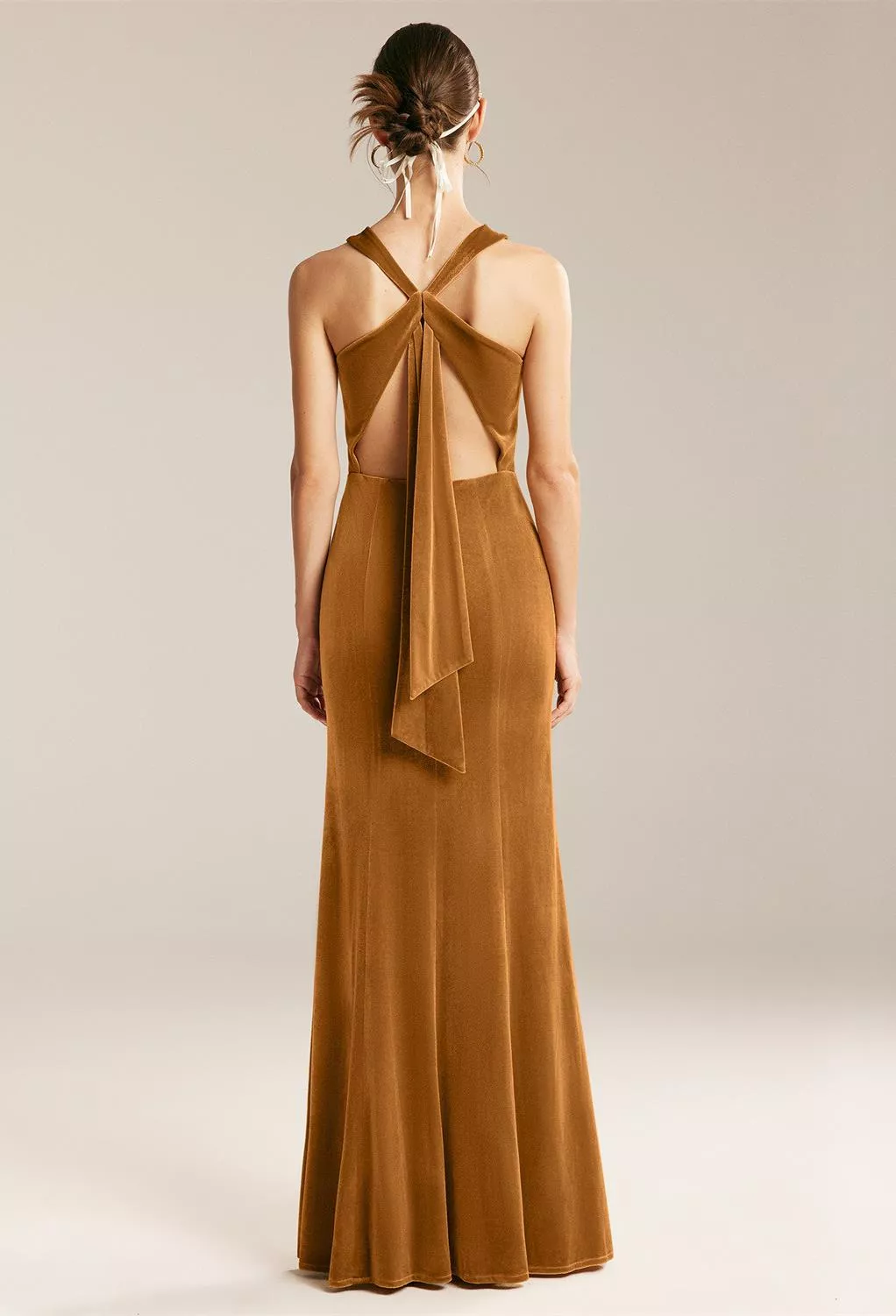 gold brown dress Long Mocha Gold A-Line Prom Dress with Sequins Mocha Gold / 10