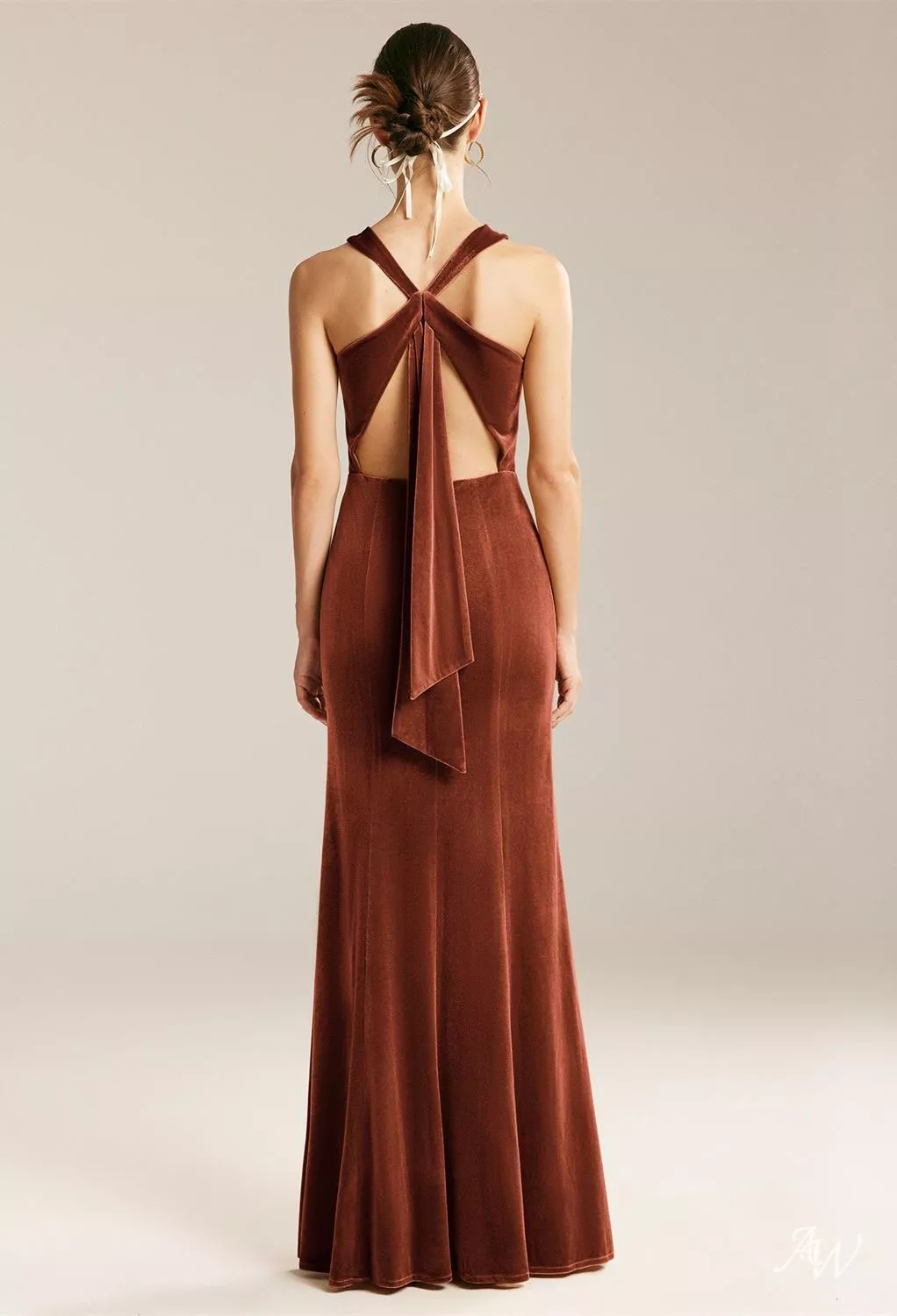 burnt orange maid of honor dresses Burnt Orange Mermaid Bridesmaid Dress With Slit
