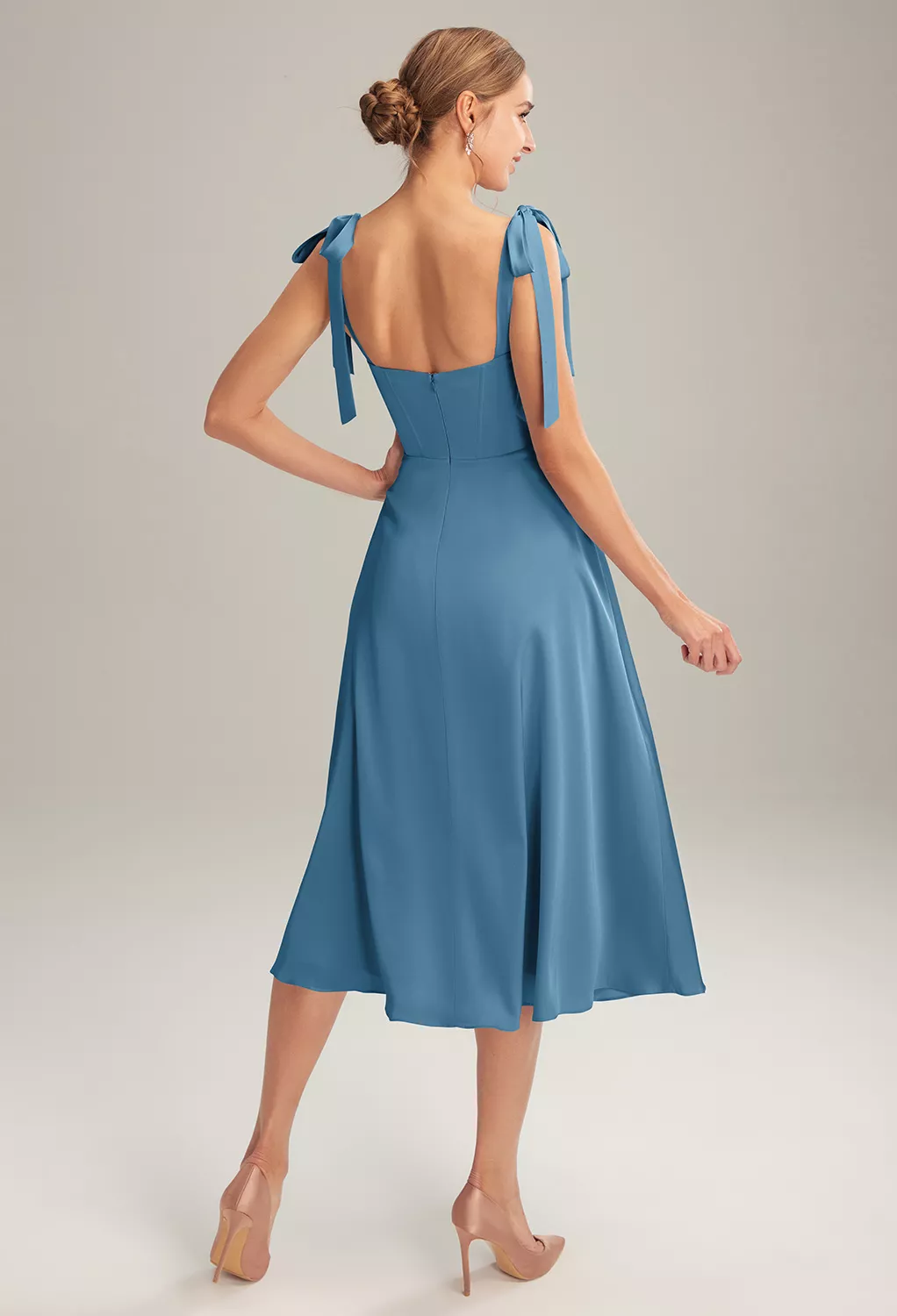 ink blue color dress Ink Blot Revers- 100% Silk Satin French Gothic V Neck Slip Dress in Pa   The Photographist Home