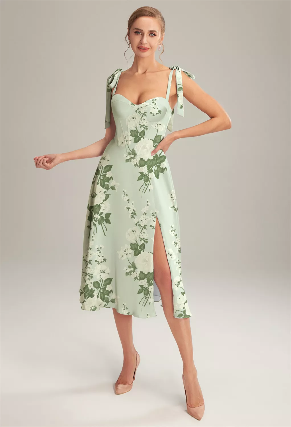 green pattern wedding guest dress Mottled Moss Beach Dresses emerald green wedding guest dress