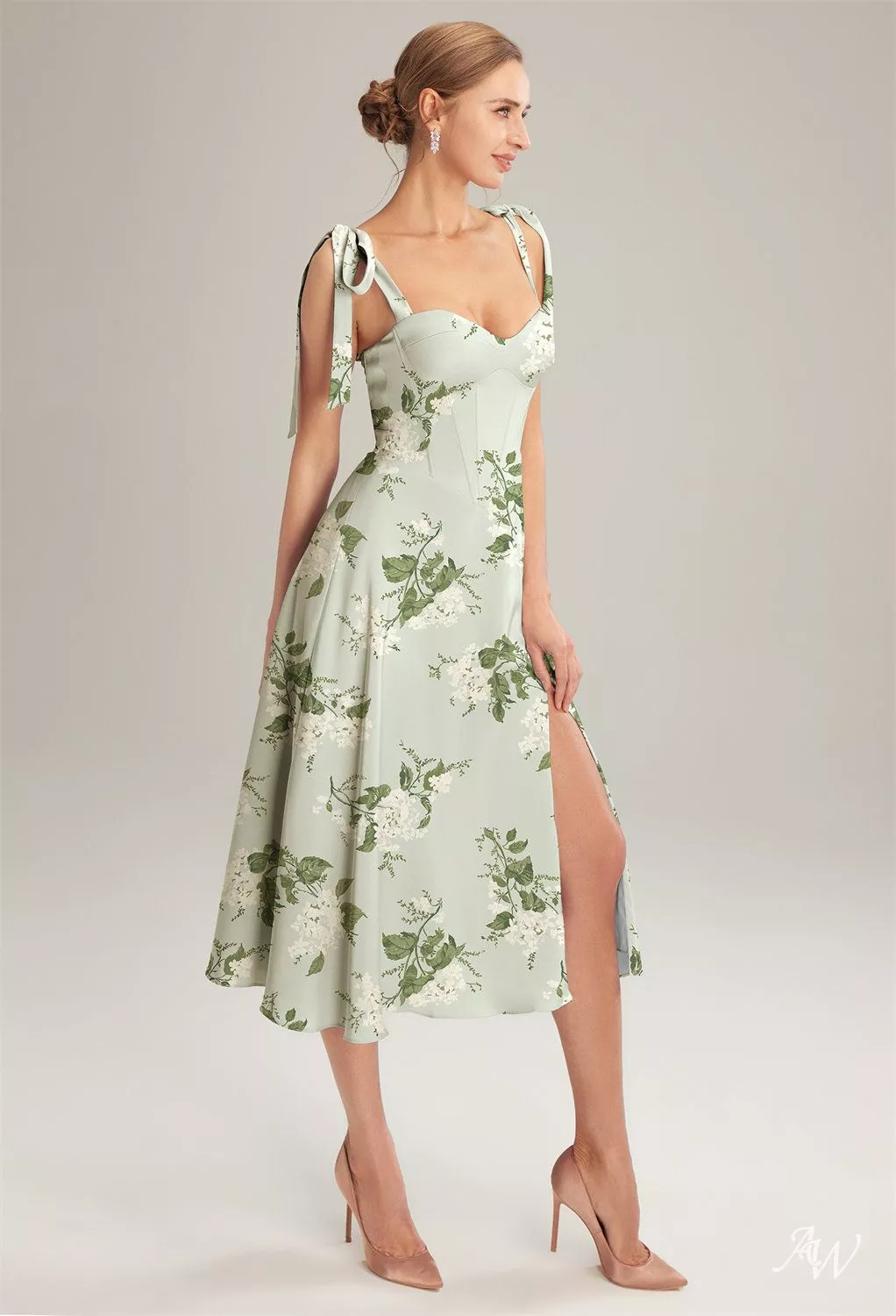 sage midi bridesmaid dress Petal and Pup Women's Pontee One Shoulder Pleated Midi Dress