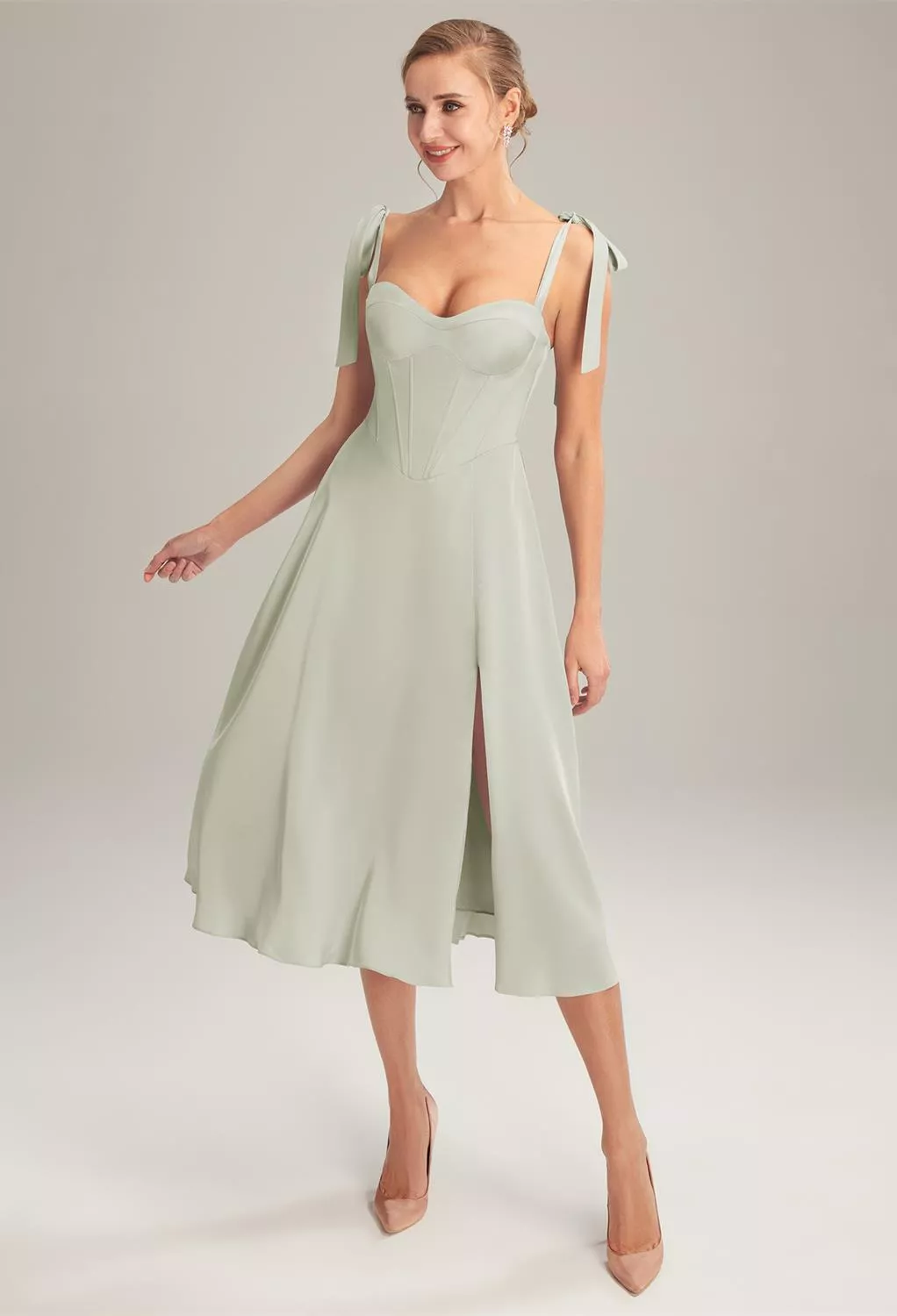 sage green dresses for wedding guest Maxi Dress - Ruffles Tiered light green dress for wedding