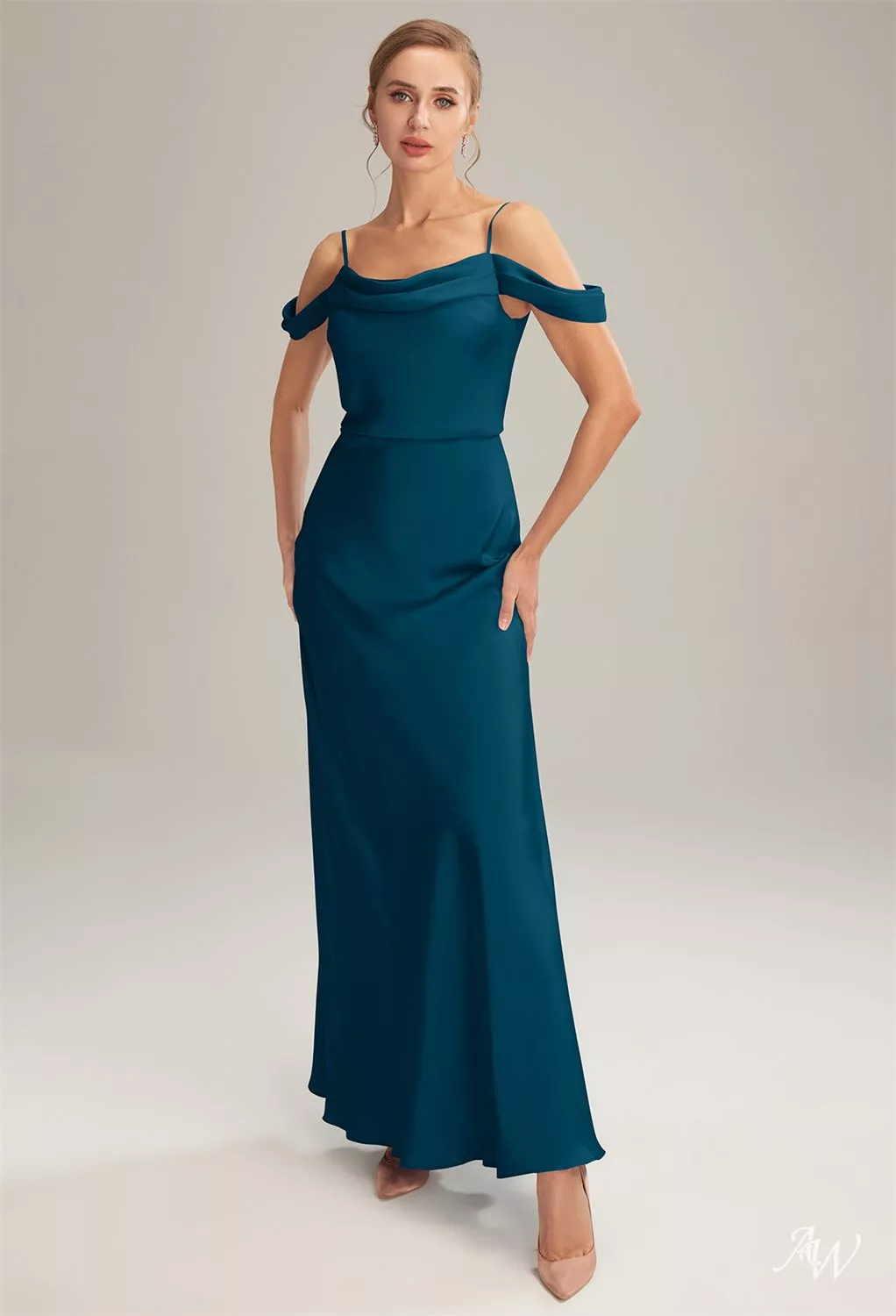 charmeuse cowl off-the-shoulder bridesmaid dress Vintage Blue Elegant Chiffon Dress Cloudy Prom Dress Strapless Beaded  Formal Evening Dress (Natalie)  DaisyFormals-Bridesmaid and Formal Dresses  in 59+ Colors