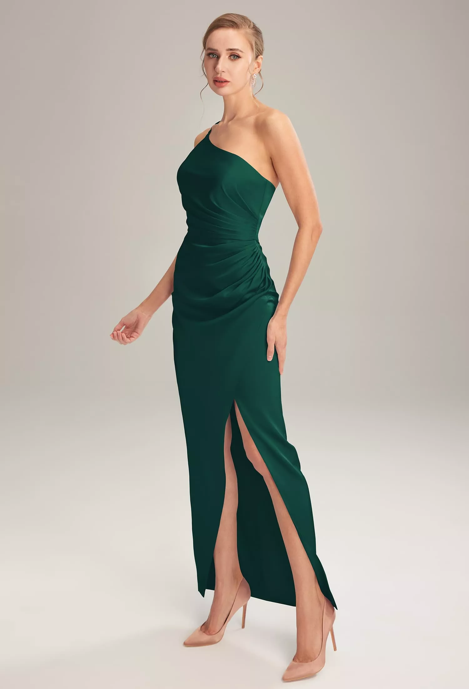 deep green dress for wedding EVERPRETTY Elegant Chiffon Round Neck Lantern Sleeve Long Sleeve Bridesmaid Dress, Suitable Special Occasions, Galas, Guests, Etc. Spring LB25OFF