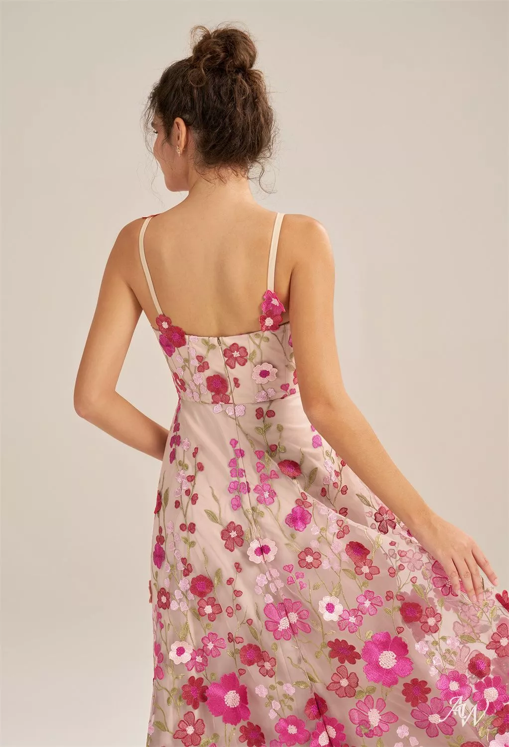fuchsia floral bridesmaid dress Fuchsia Floral Colorblock Midi Dress