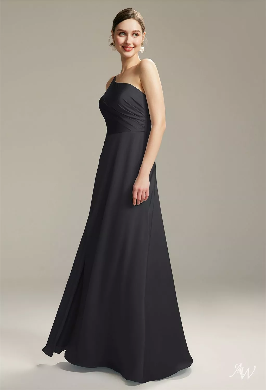 black satin one shoulder bridesmaid dress Coast Women's Bow & Drape Detail One Shoulder Satin Bridesmaid Dress in Black