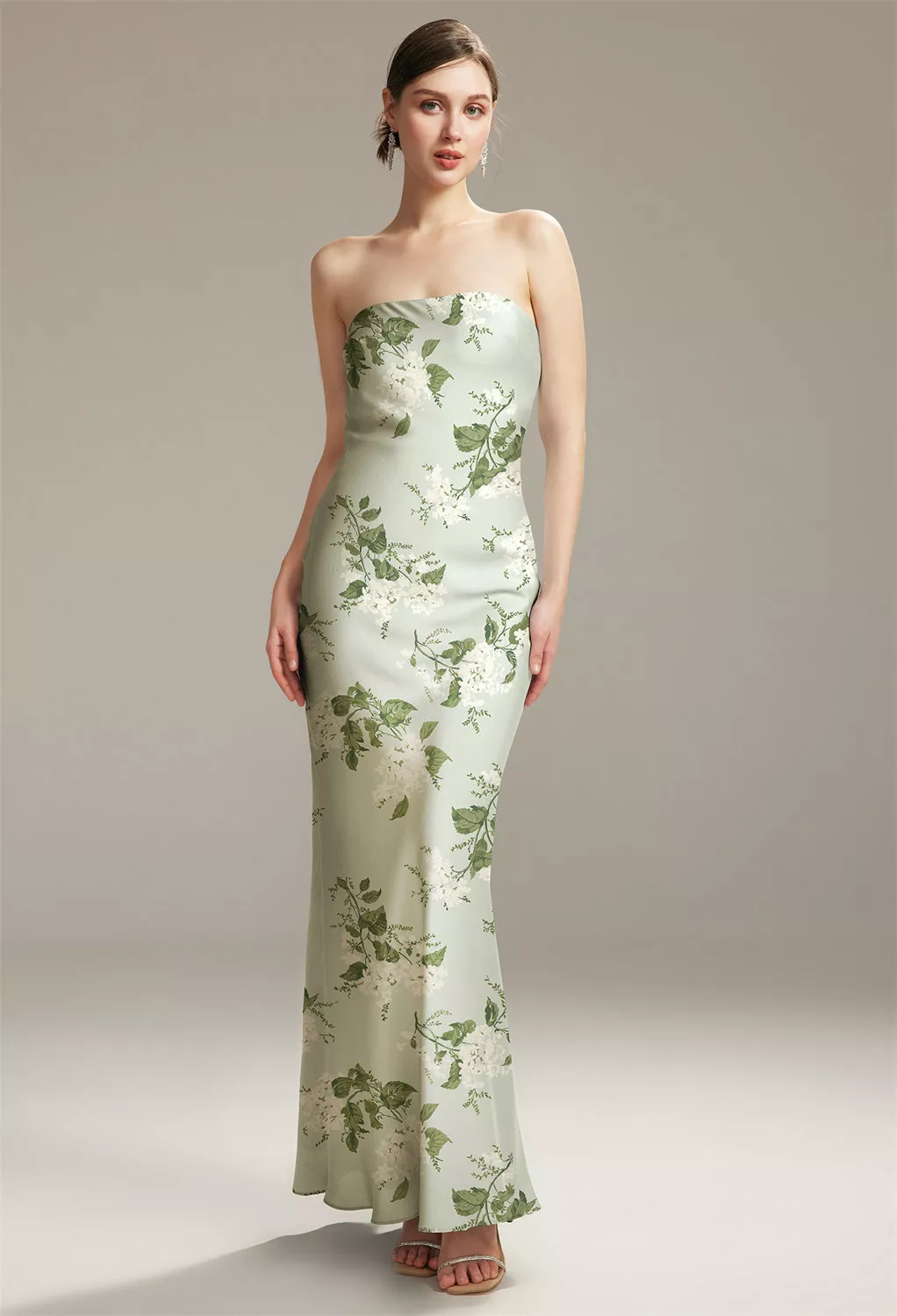 fitted lace wedding dress Petite Halter Front Chiffon Maxi Dress Sage Ivory Floral / PL