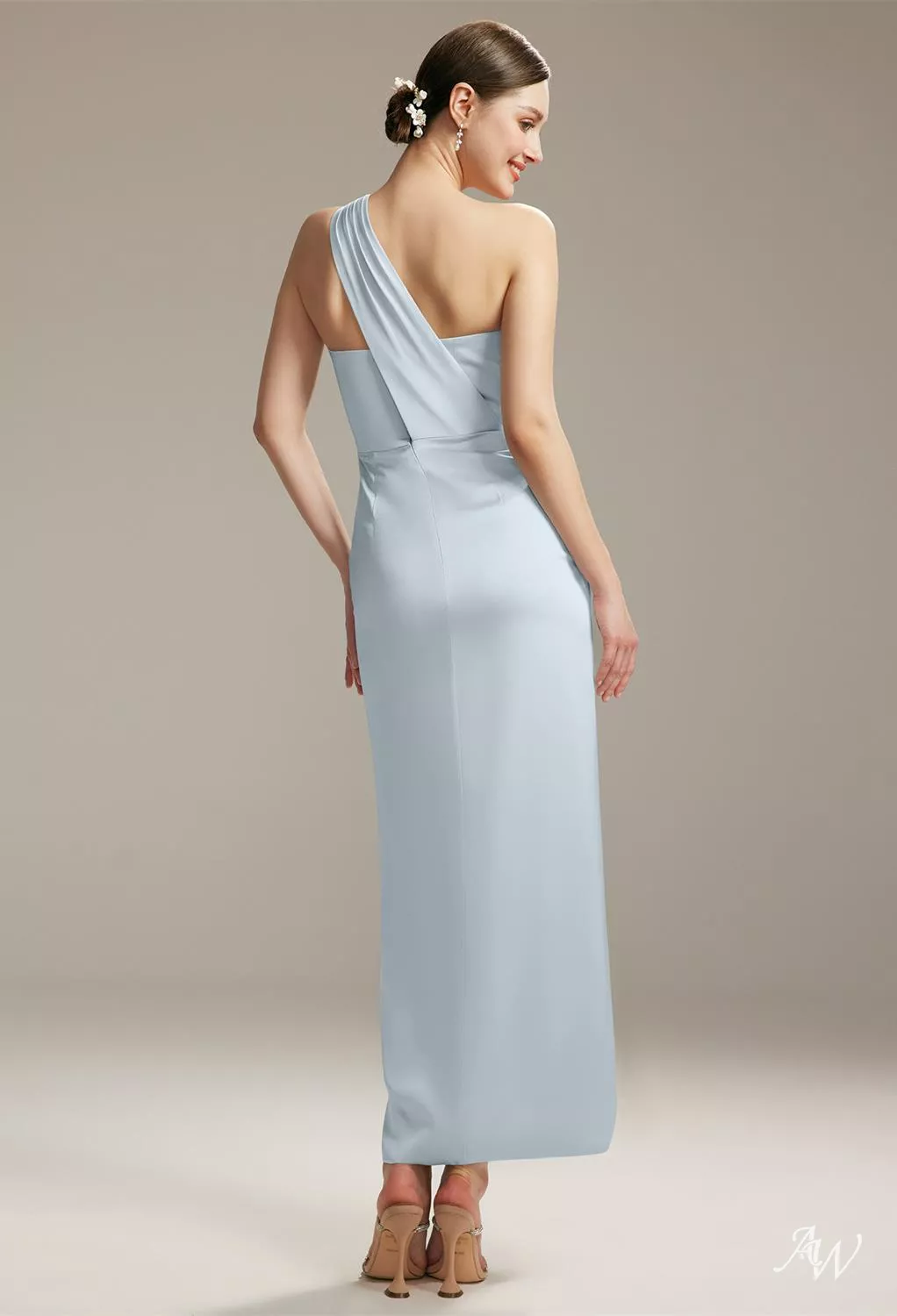 old navy blue striped dress Amber Chic One Shoulder Ruched Chiffon Plus Size Bridesmaid Dresses