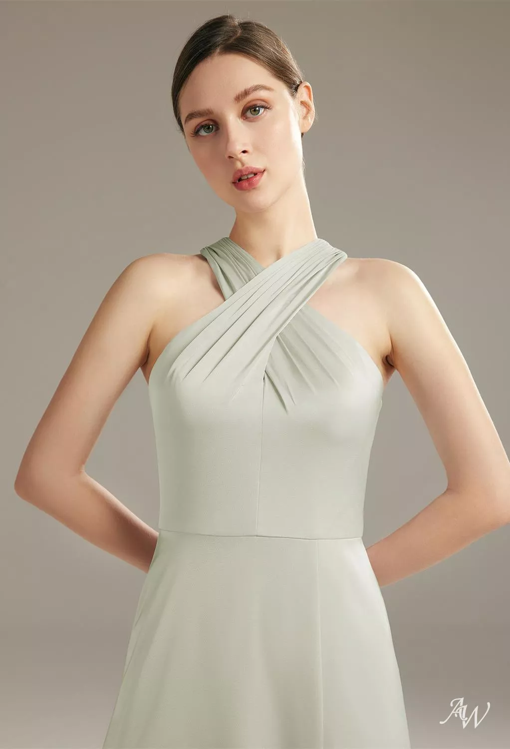 seraphine green polka dot dress Eleagnt Evening Dresses Long Sage Green Embossment Fabric Texture Slee main image 0