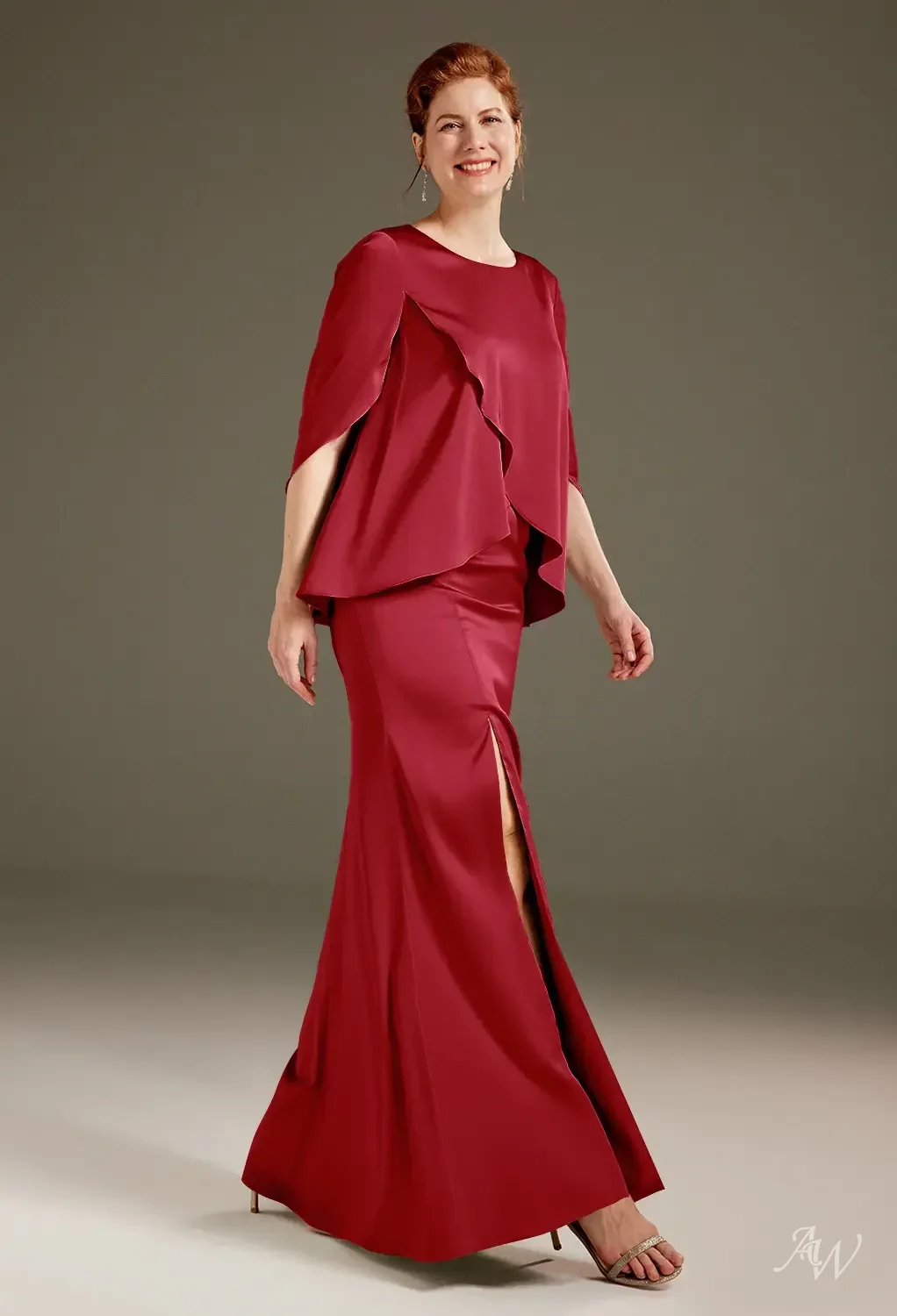 claret color bridesmaid dresses Off the Shoulder Side Split Burgundy Bridesmaid Dress main image 0