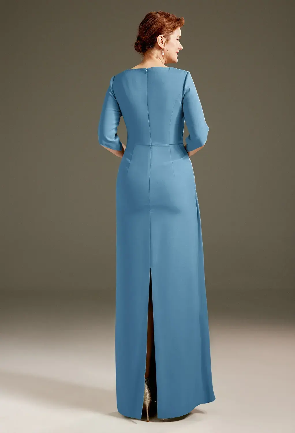 blue dress for baby girl Vintage Ink Blue Half Sleeve A-line Evening Gown for Mother and Ladies