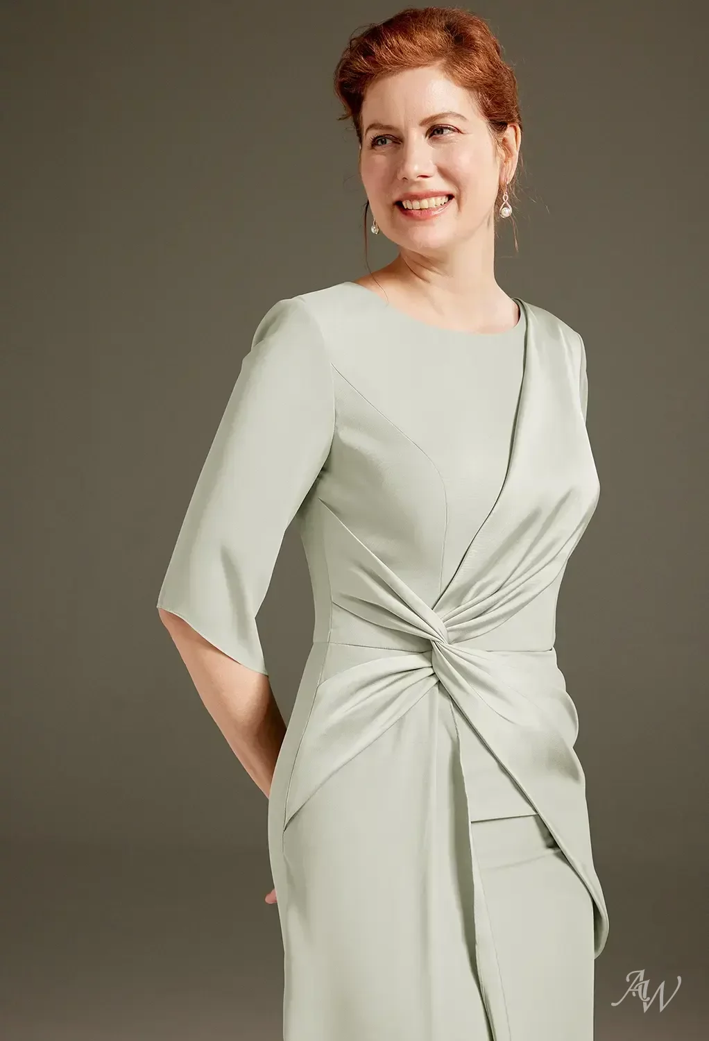 AW Caesar Dress, Mist Crystal Satin Satin Charmeuse Stretch Satin Floor  Length Bateau Neckline Mother of the Bride Dresses | AW.Bridal