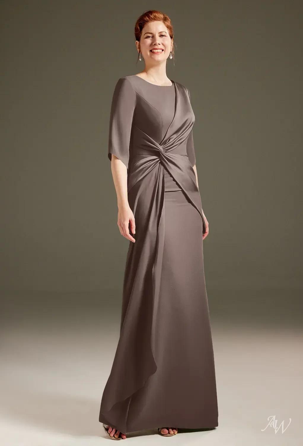brown mother of the groom dresses AW Caesar Satin Charmeuse Seal Bride African office work or ClothingOccasionLabel: Party UK Size:24 Brown — warm
