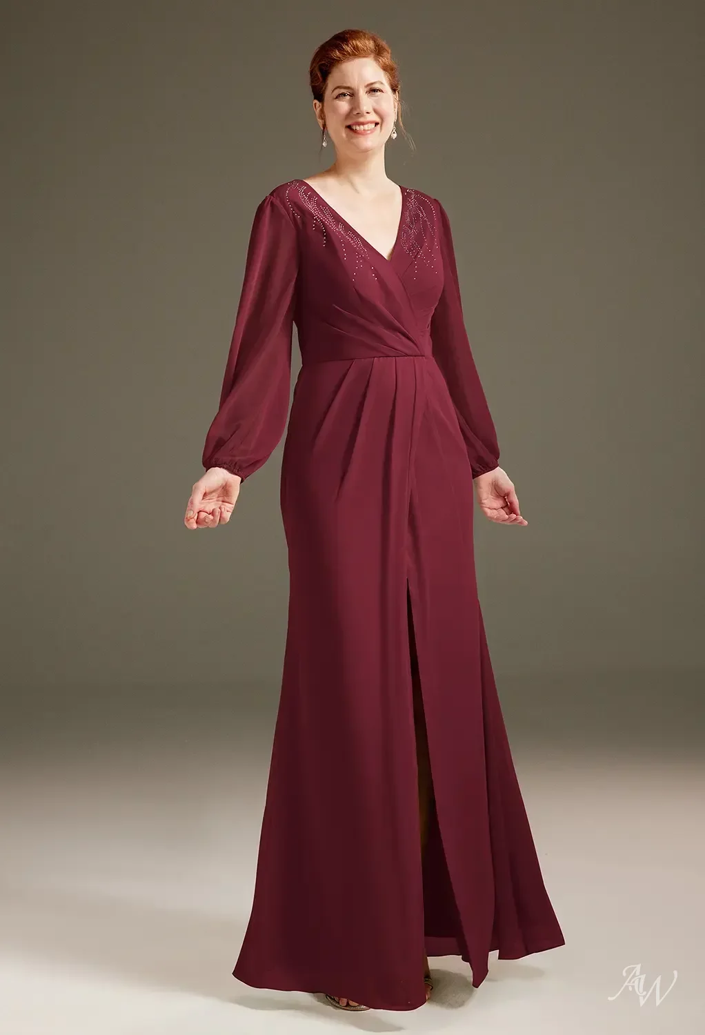 burgundy mid length dress Burgundy Scoop Neck A-Line Midi Dress main image 1
