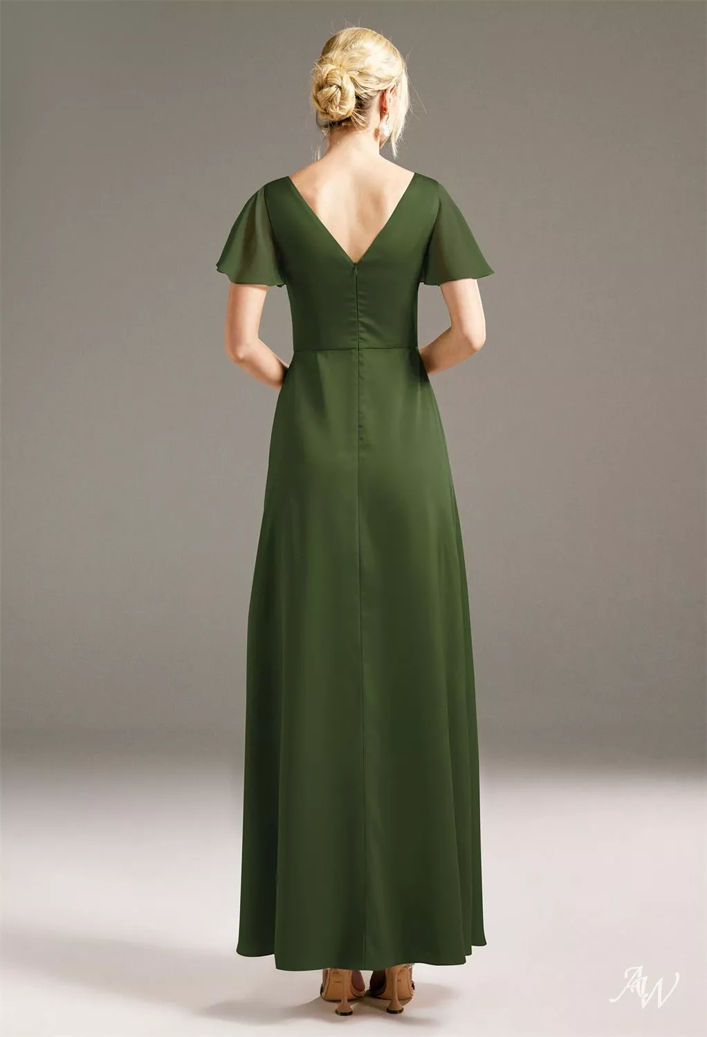 open lace back dress Olive Green Mermaid Spaghetti Strap Square Neck Prom Dresses, CP0705 US10 / As Pic main image 0