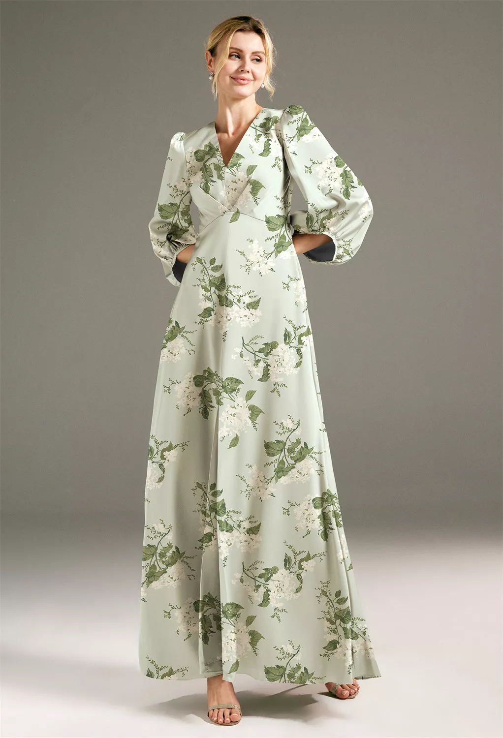 Sage Garden Party, Green Floral Maternity Bridesmaid Dresses | AW.Bridal