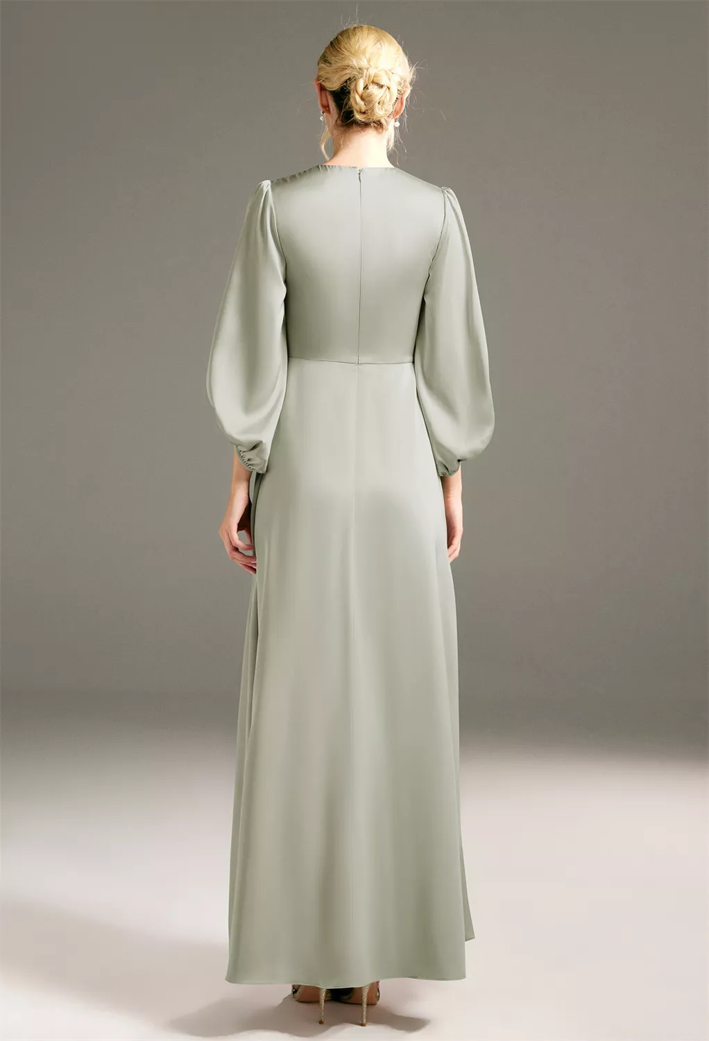 green emerald velvet dress Yolanda Long Sleeve Maxi Dress - Sage Green Floral main image 0