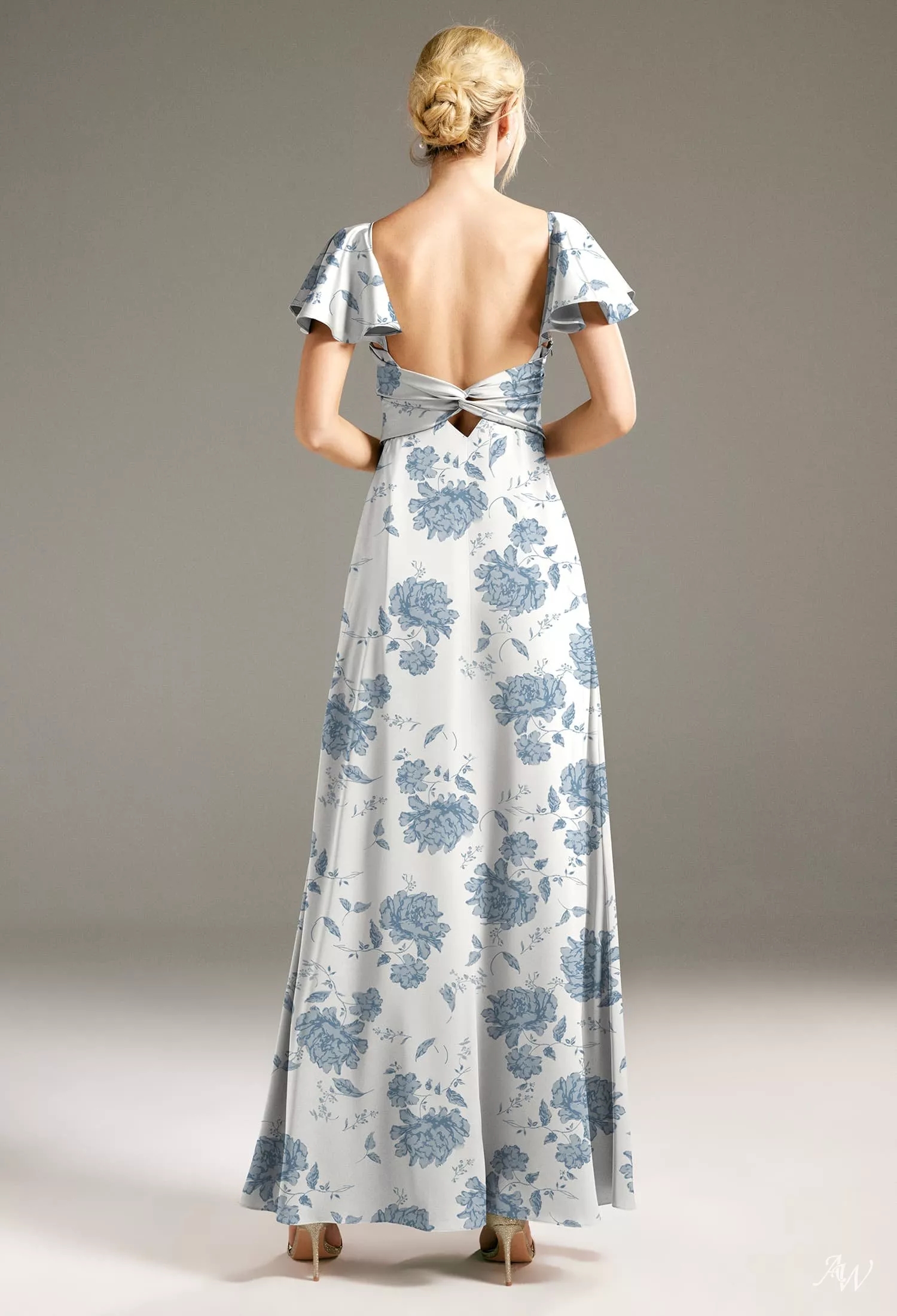 dusty blue bridesmaid dresses floral AW.Bridal A-line V-Neck Floor Length Short Sleeves Satin Cutout Split Floral Dress Peonies Size 6 Buy Boden Blue Ava Size Guide:6 Product-WN Wedding guest dress with a floral burnout