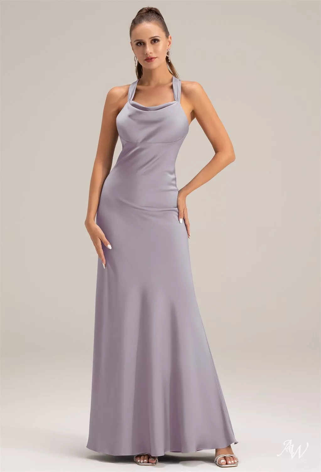 evening halter dresses GLS Prom Long Halter Neck Chiffon Evening Dress - Lilac - XS main image 0