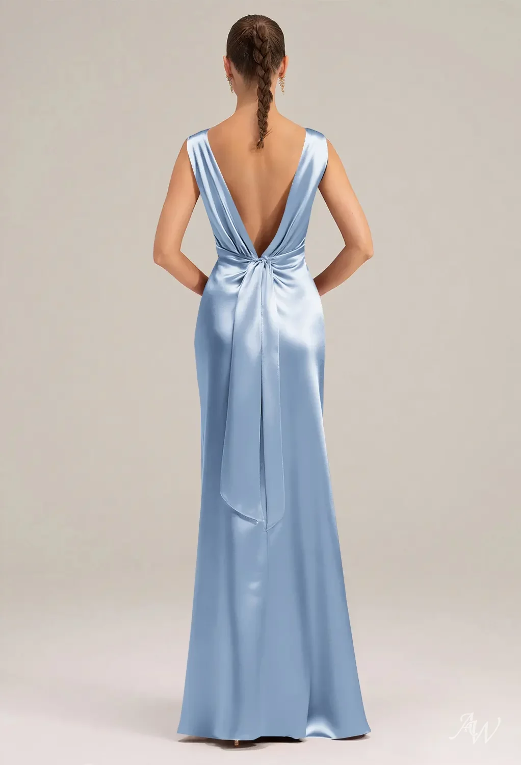 AW Keira Dress, Baby Blue Crystal Satin Satin Charmeuse Stretch Satin ...