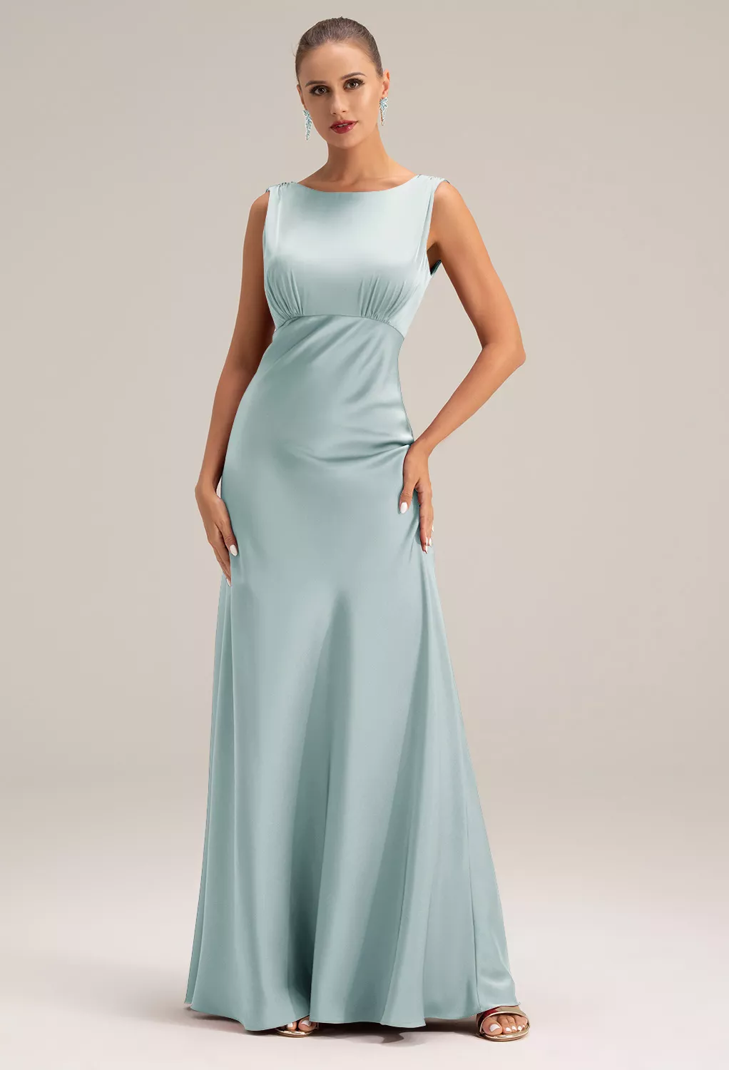 green emerald velvet dress Forest morning mist color drape dress – remulia main image 1