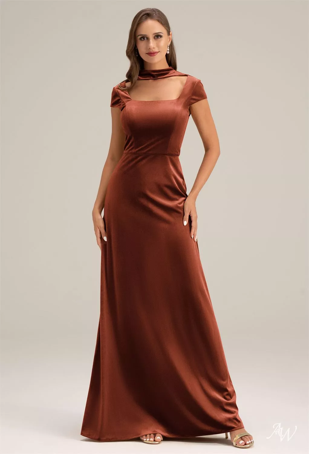 blue dress for baby girl Mismatched Burnt Orange Satin Side Slit Long Mermaid Custom Bridesmaid  Dresses , BN1287 main image 0