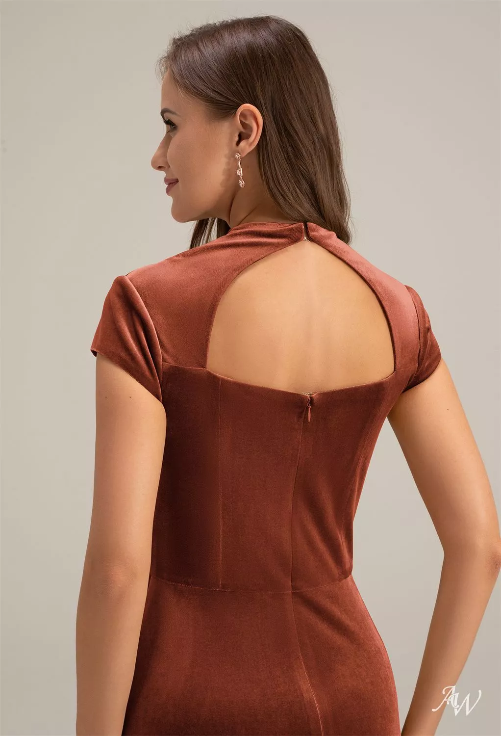 open lace back dress Mermaid Style Burnt Orange Sequins Prom Dress with Side Slit Long Leng –  Ballbella main image 0