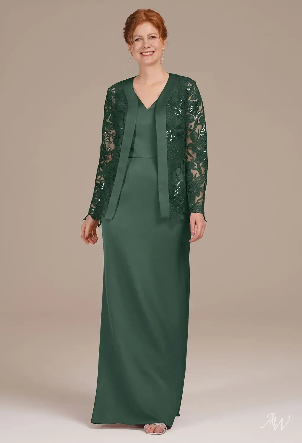 knee length dresses for ladies Sheath-Column Maxi Sequined Mother of The Bride Dress COCOMELODY CM0285, Ivory main image 1