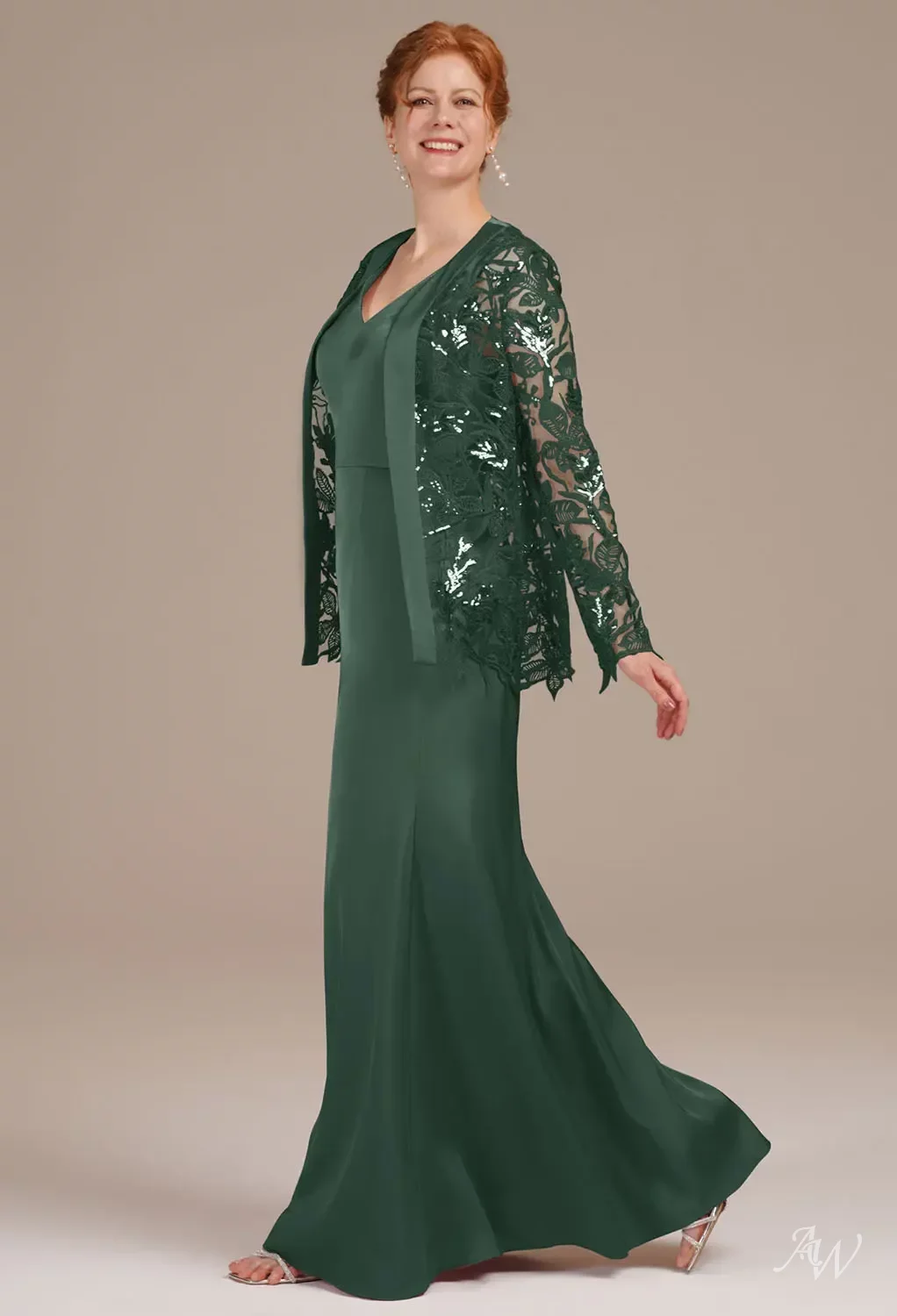 green emerald velvet dress GRETA / Green Wedding Dress with Colored Flower Applique