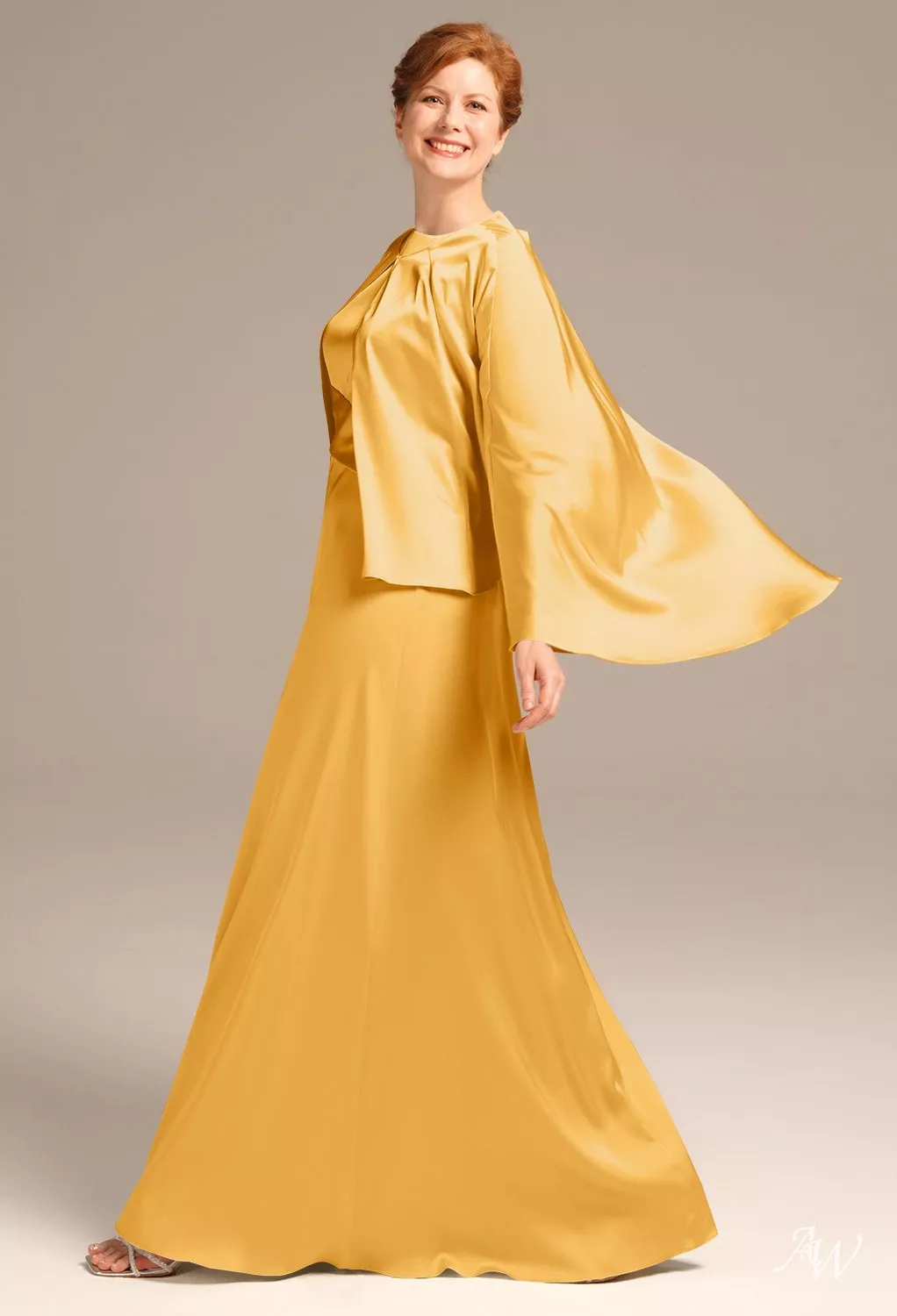 AW.Bridal A-line Bateau Neckline Floor Length Sleeveless Satin Mother of the Bride Dresses Dress Mango Size 18