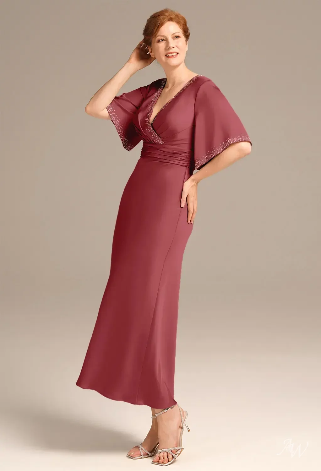 Tea Length Groom V Neck Short Burgundy Mother Of The Bride Dresses Azazie  Olivia Burgundy A-