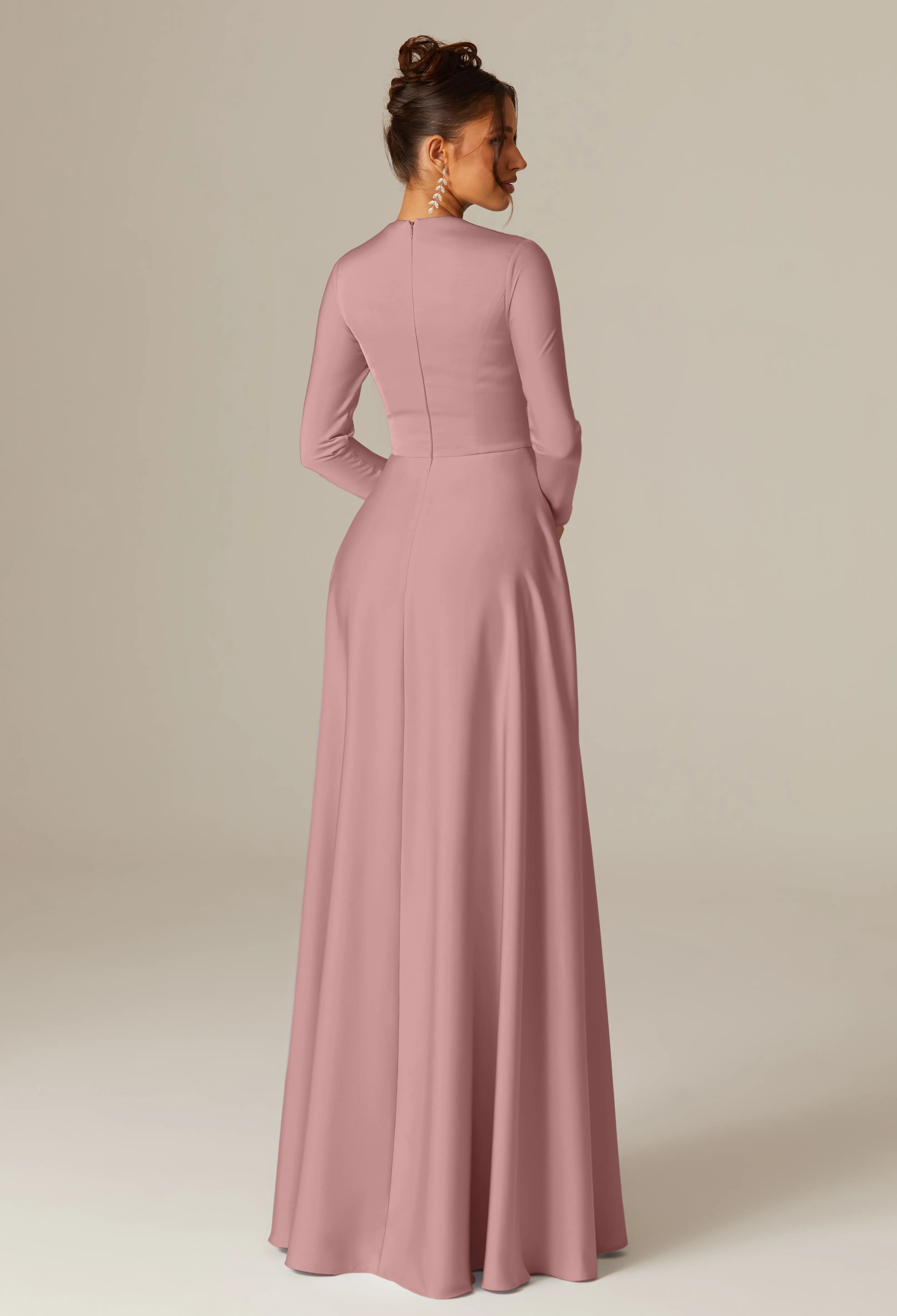 long sleeve terracotta bridesmaid dress Wedtrend Women Bridesmaid Dress Terracotta Chiffon A-Line Floor Length  Wedding Guest Dress With Ruffles – WEDTREND main image 0