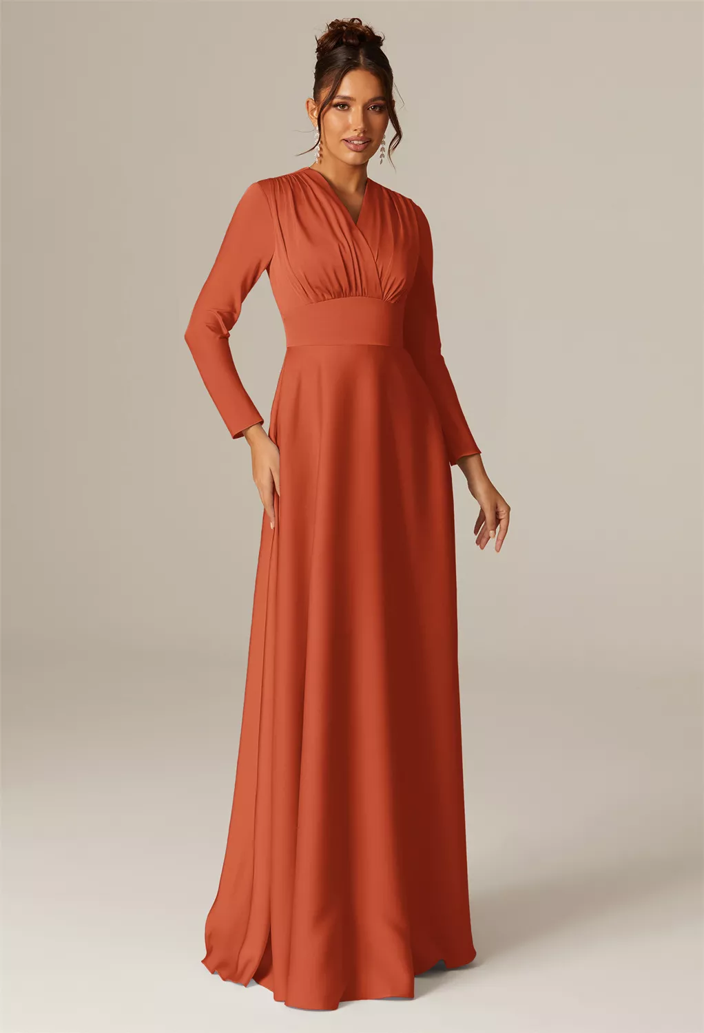 slim fit dress slacks Plus Size Orange Sequins Plunging Neck Long Train Trumpet Prom Dress main image 0