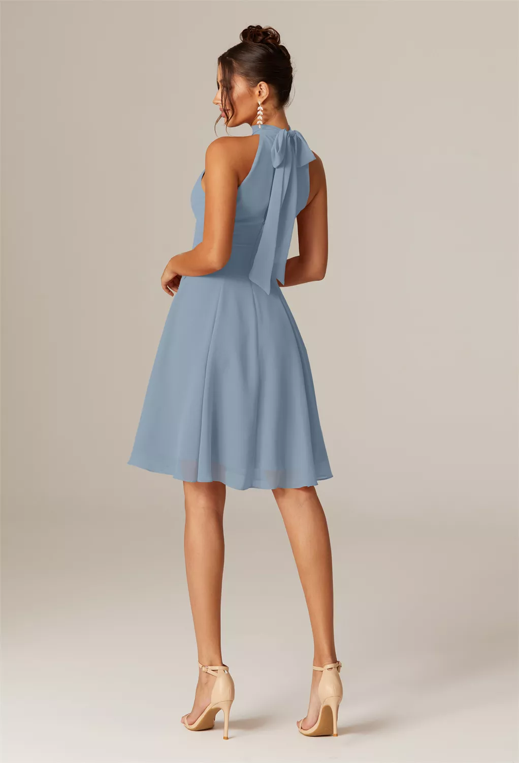 light blue cocktail dress for wedding guest Light Dusty Blue Cocktail Wedding Guest Dresses