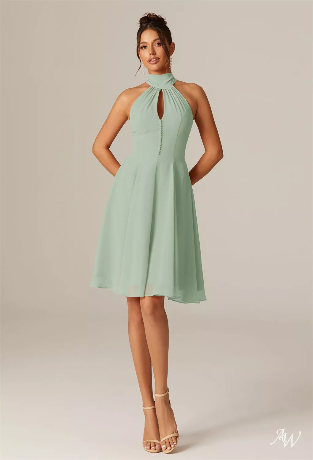 green emerald velvet dress Halter Sage Pleated Ruffles Long Bridesmaid Dress – Dreamdressy